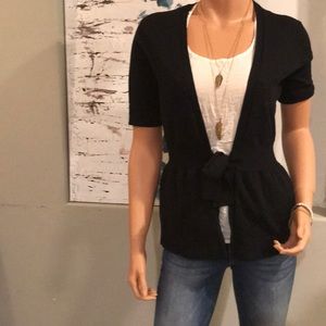 Tie waist black cardigan Isaac Mizrahi